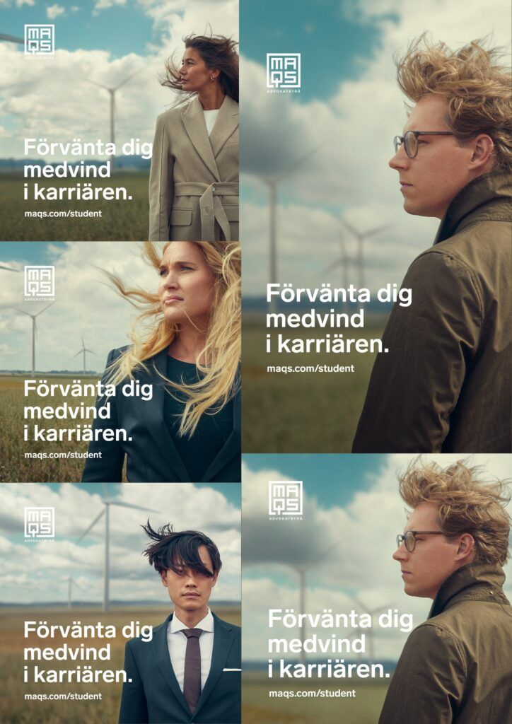 Kollage med uttag från MAQS kampanj på sociala medier